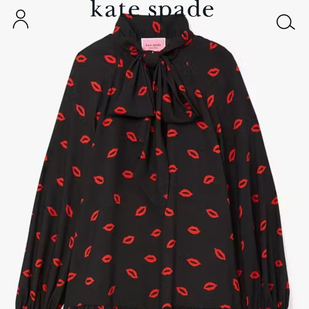 Kate Spade Black Kisses Long Sleeve Dress Size XL